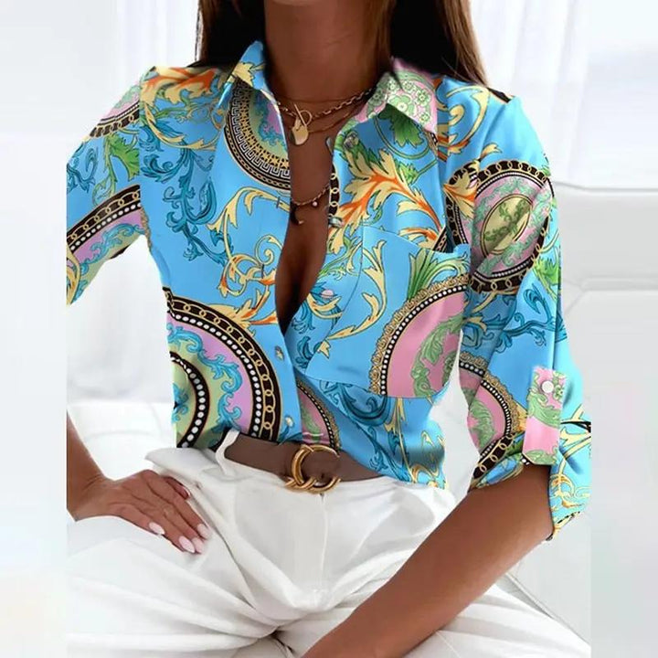 Anna | Damen Casual Bedrucktem Klassischen Bluse