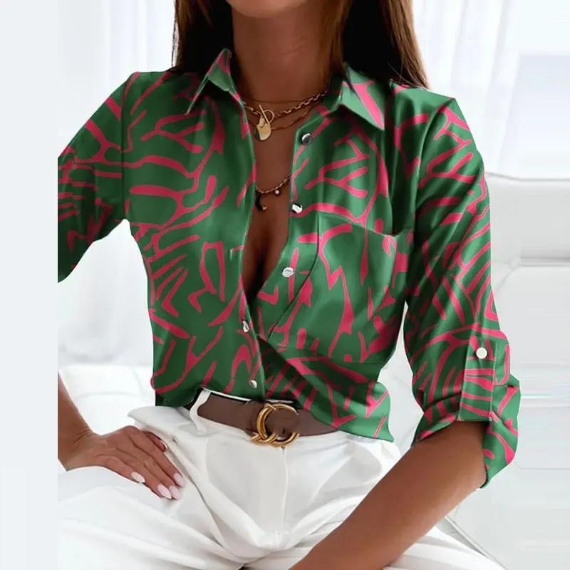 Anna | Damen Casual Bedrucktem Klassischen Bluse