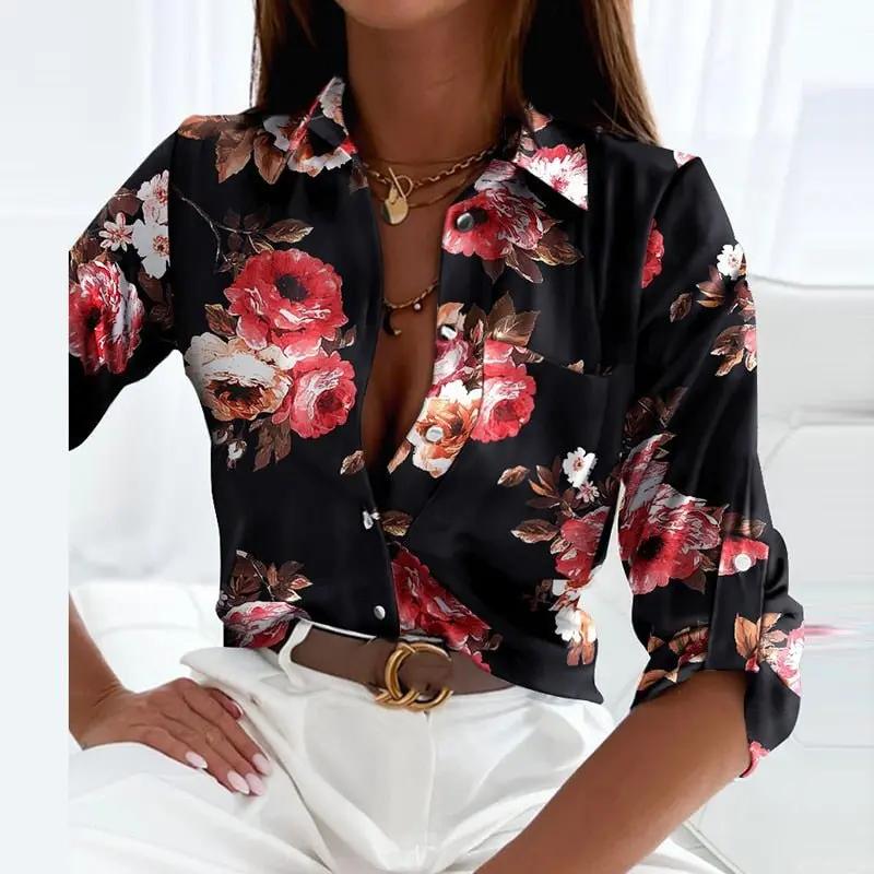 Anna | Damen Casual Bedrucktem Klassischen Bluse