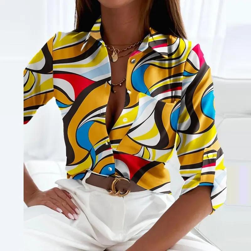 Anna | Damen Casual Bedrucktem Klassischen Bluse