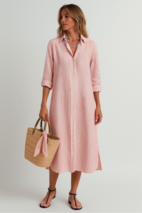 Livia | Robe midi de plage décontractée à rayures pour femmes