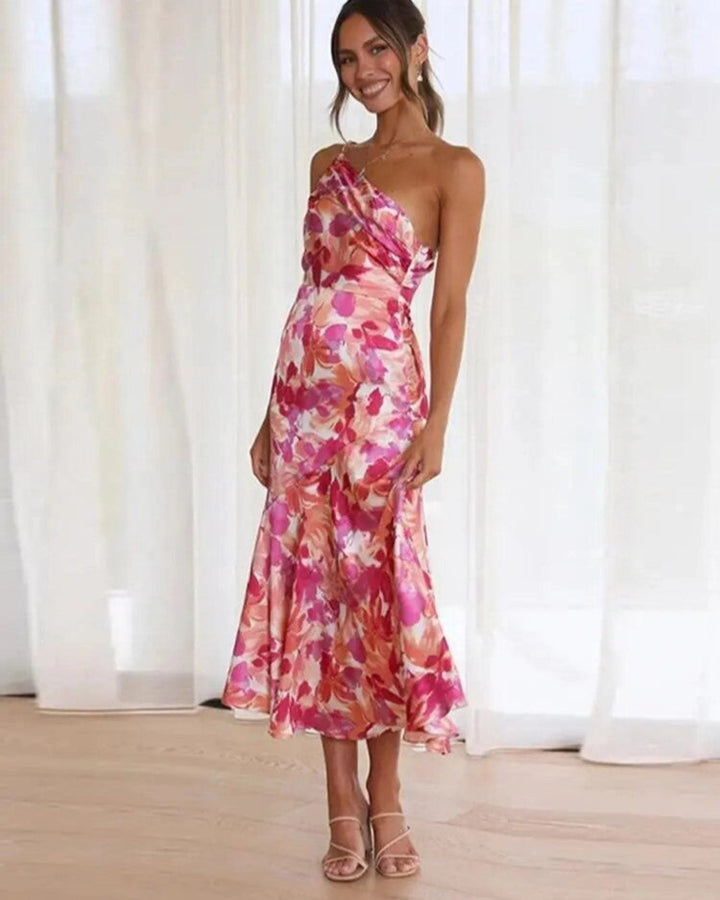 Heidi | Damen Sommer One-Shoulder Hochzeitsgastkleid