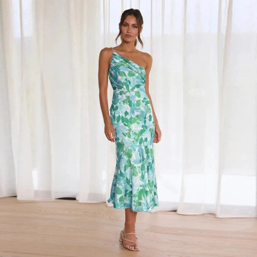 Heidi | Damen Sommer One-Shoulder Hochzeitsgastkleid