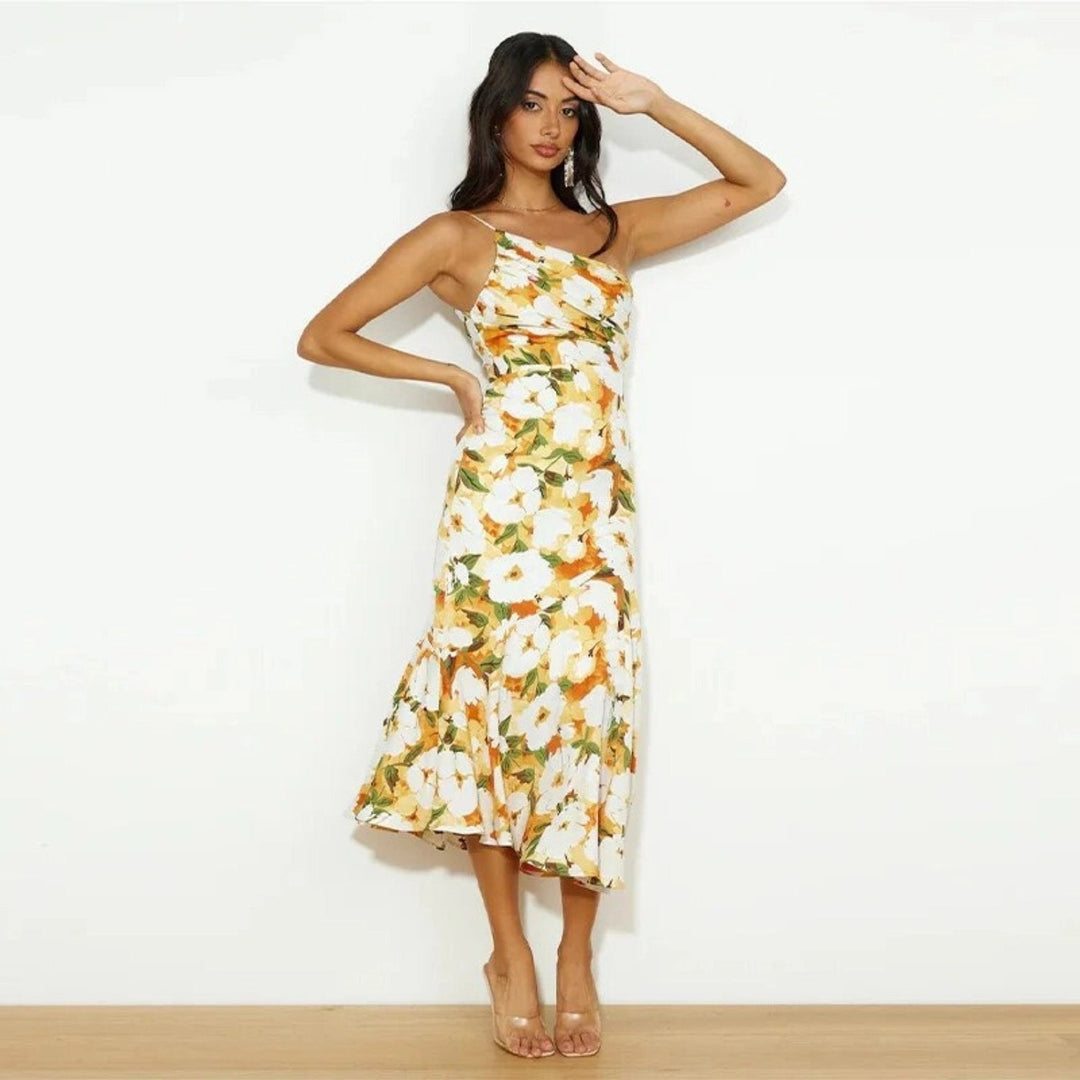Heidi | Damen Sommer One-Shoulder Hochzeitsgastkleid
