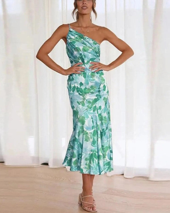 Heidi | Damen Sommer One-Shoulder Hochzeitsgastkleid