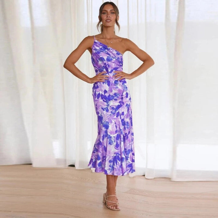 Heidi | Damen Sommer One-Shoulder Hochzeitsgastkleid