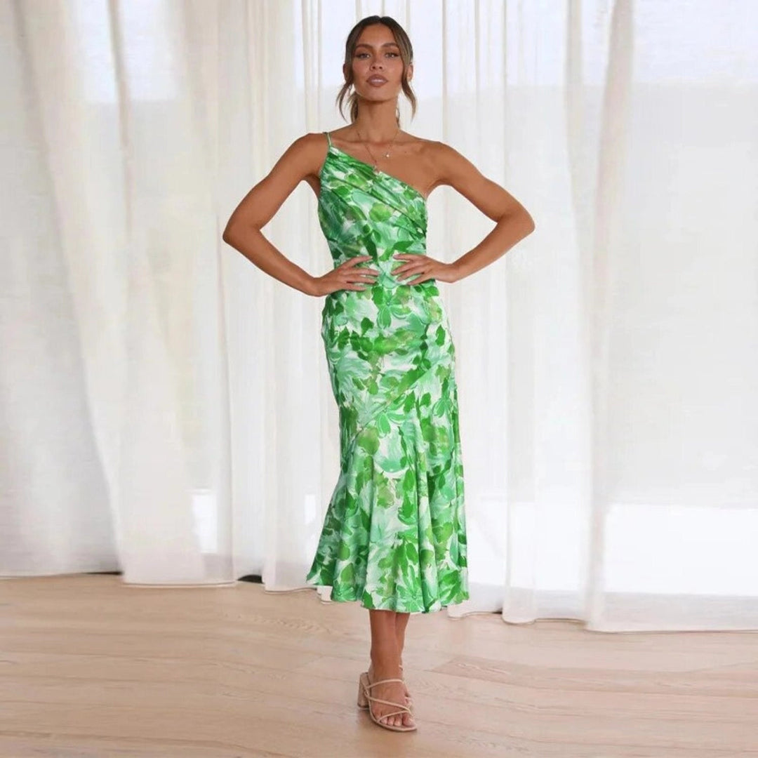 Heidi | Damen Sommer One-Shoulder Hochzeitsgastkleid