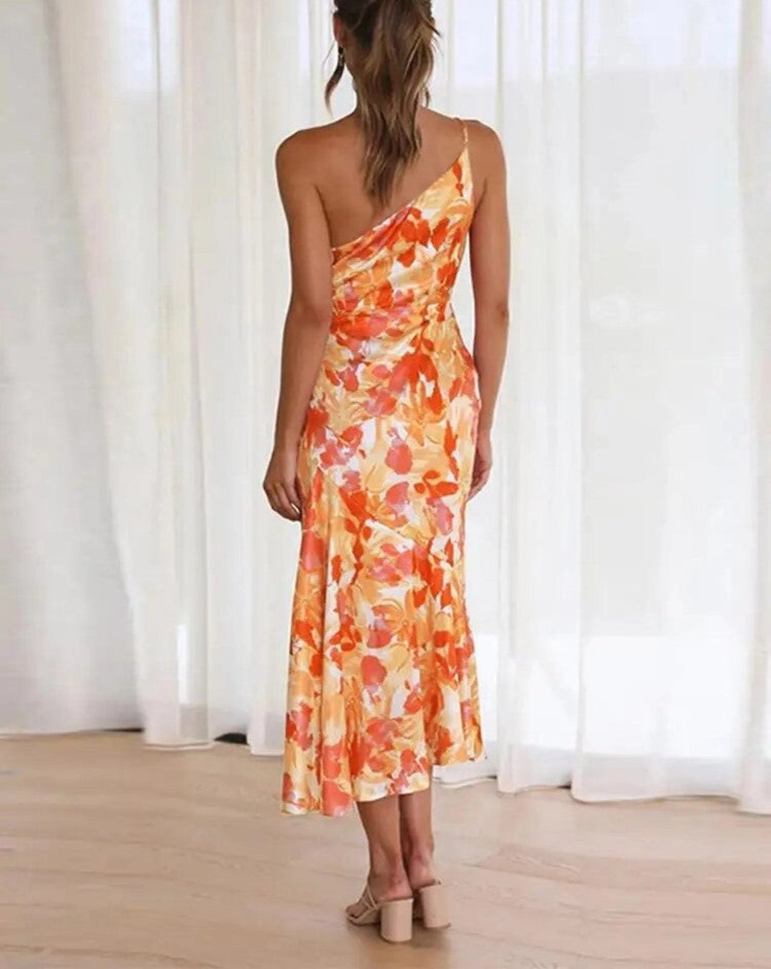 Heidi | Damen Sommer One-Shoulder Hochzeitsgastkleid