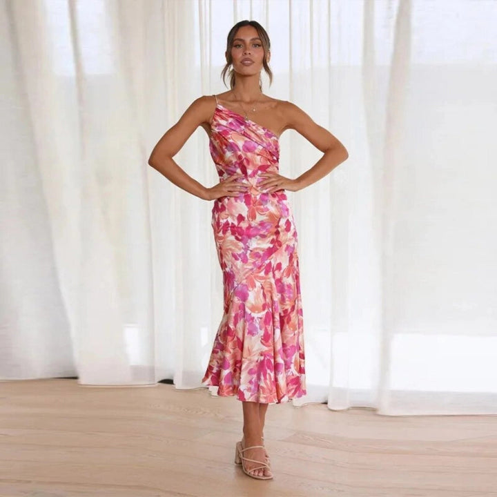 Heidi | Damen Sommer One-Shoulder Hochzeitsgastkleid