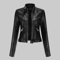 Mera | Damen Elegante Leder Bikerjacke mit Gürtel