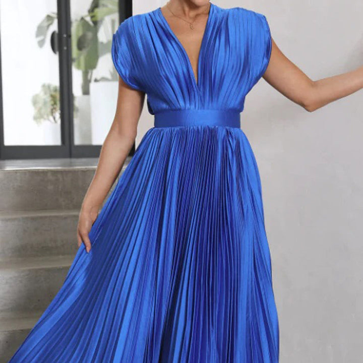Lara | Damen Plissiertes Hochzeitsgast Maxi Kleid