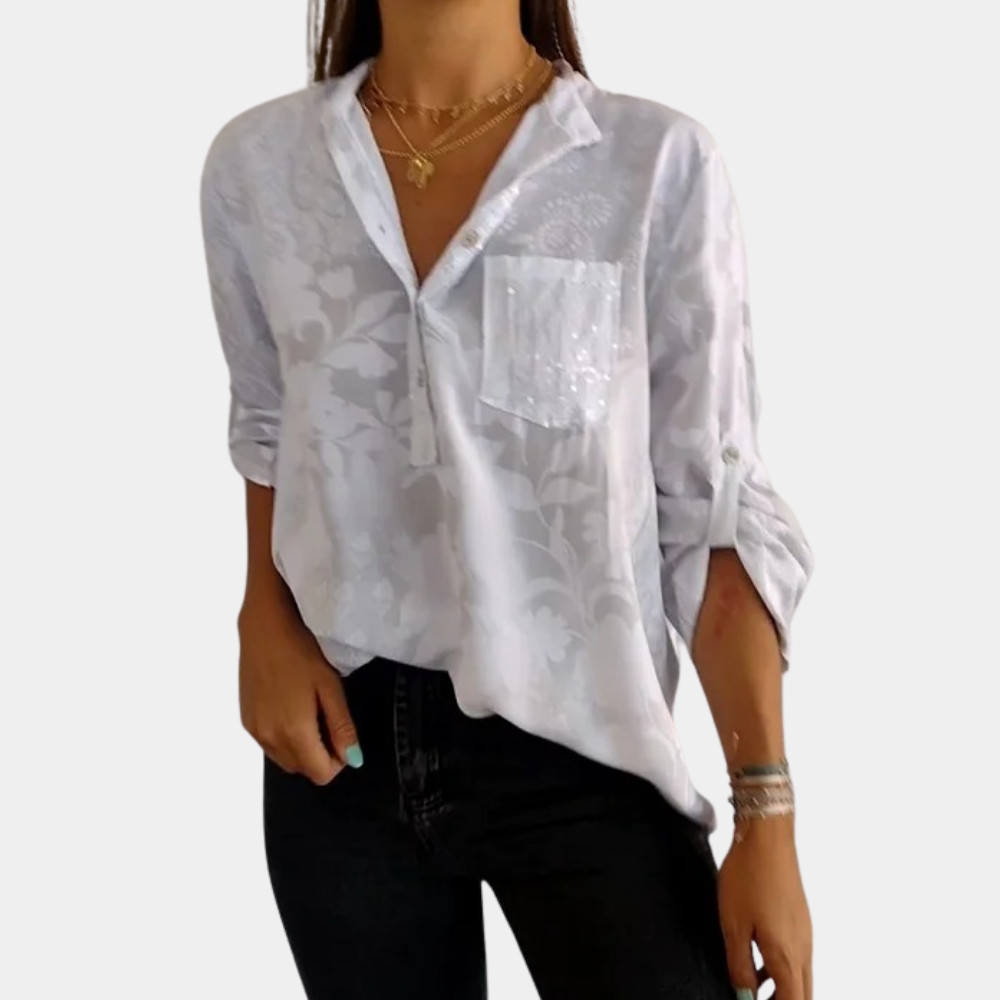 Luvira | Damen Print V-Ausschnitt Bluse