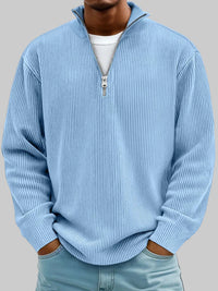 Thierry | Herren Modischer Struktur Pullover mit Halbreissverschluss
