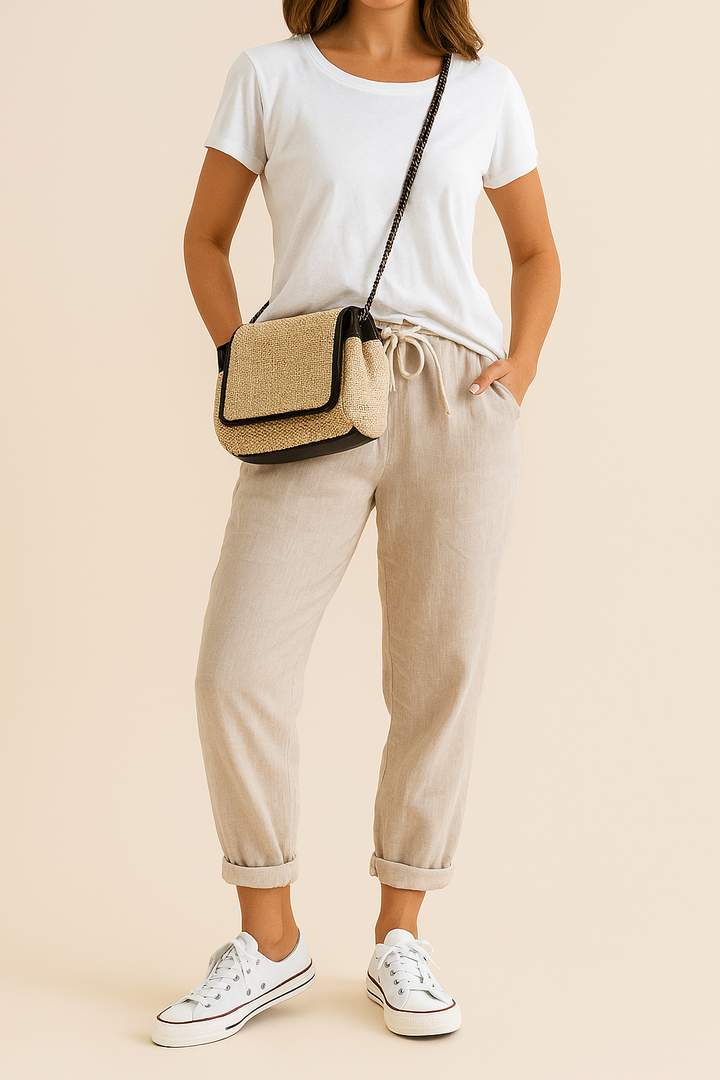 Jennifer | Damen Elastischem Bund Leinen Sommer Hosen