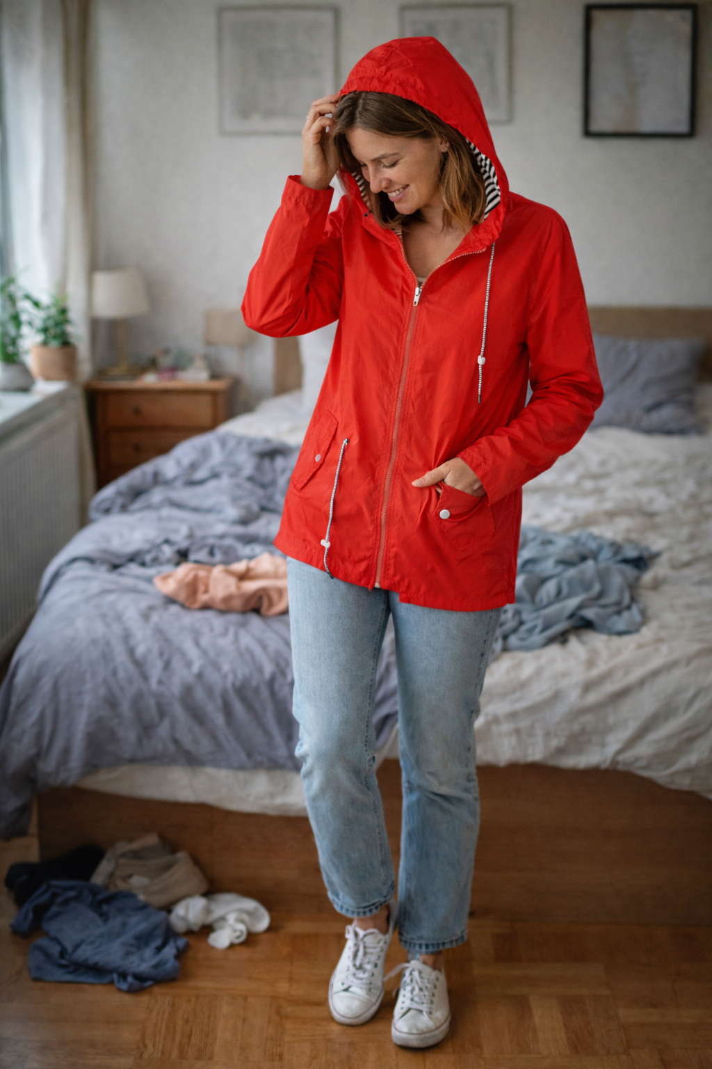 Ute | Damen Kapuze Reißverschluss Regenjacke