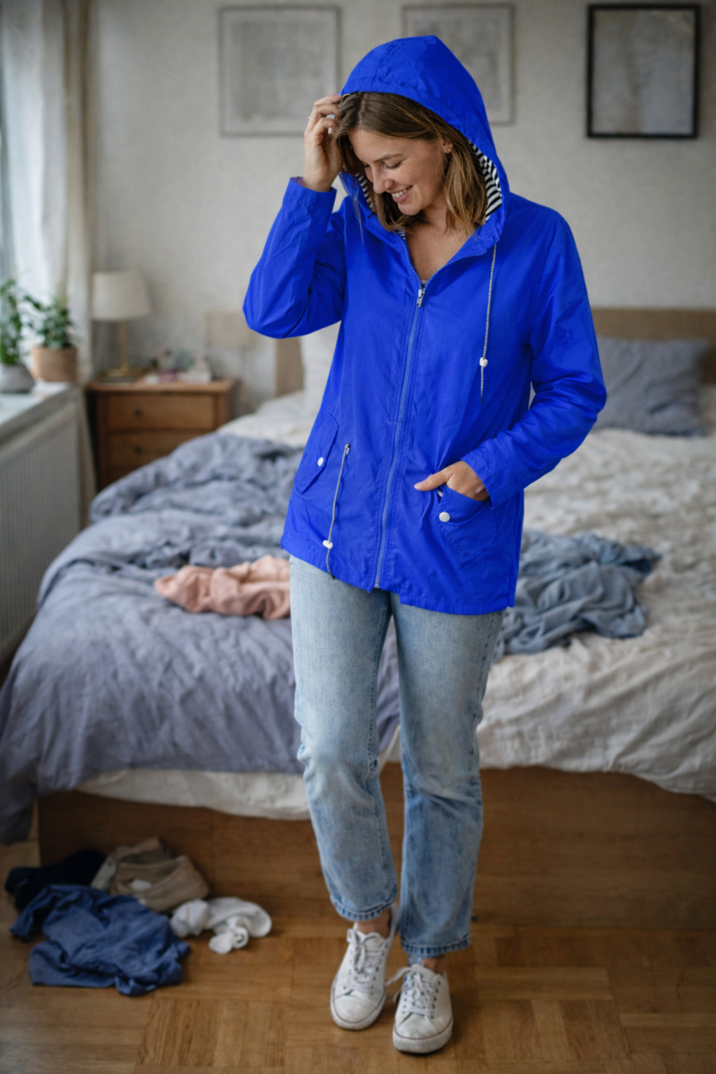 Ute | Damen Kapuze Reißverschluss Regenjacke