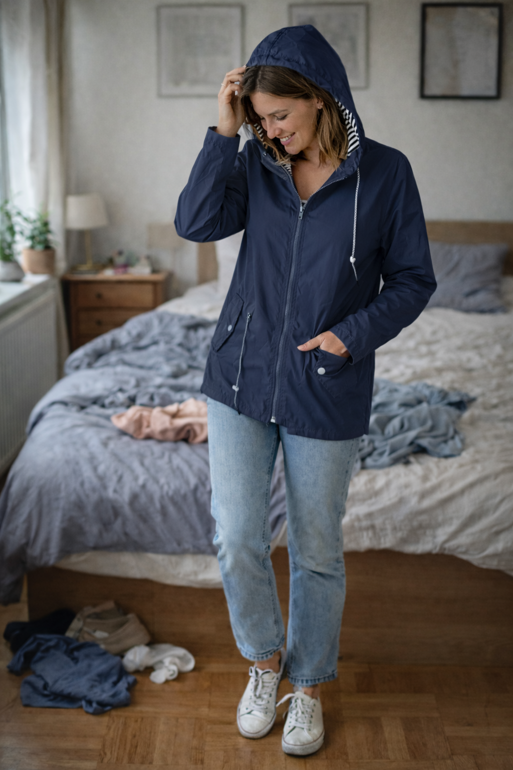 Ute | Damen Kapuze Reißverschluss Regenjacke
