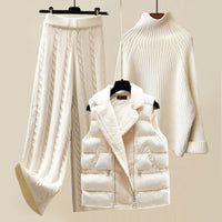 Bianca | Damen Elegantes Strickpullover Dreiteiliges Set