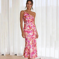 Leena | Women's Asymmetrical One-Shoulder Floral Maxi Dress