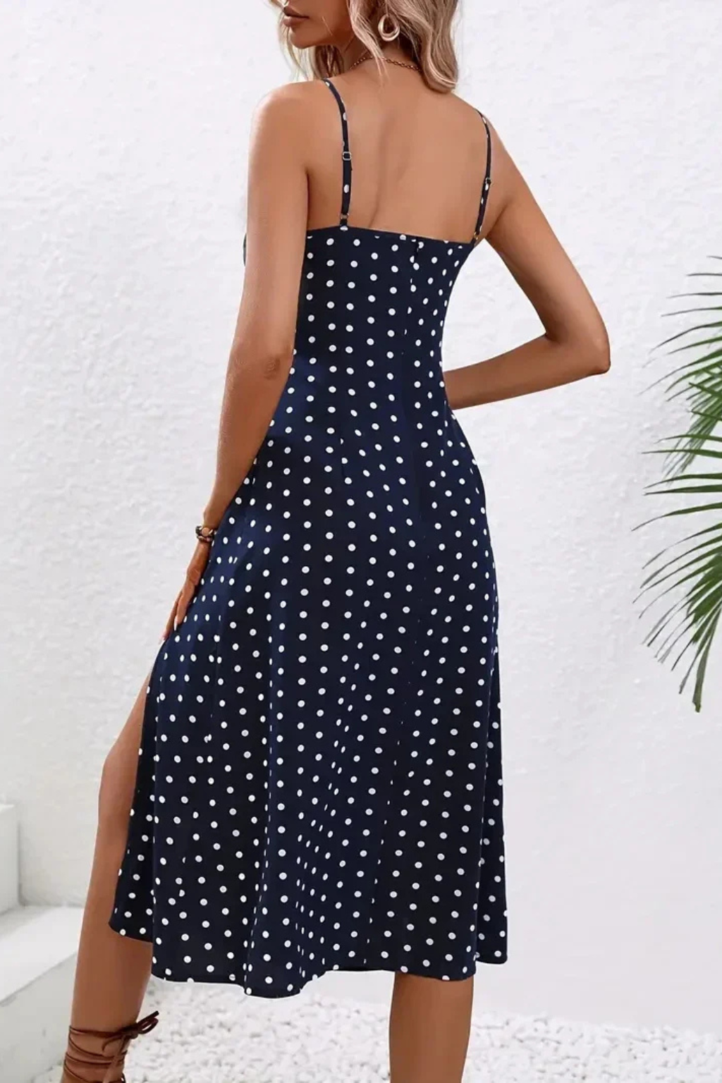 Chiara | Damen Elegantes Bedrucktes Spaghettiträger Midikleid