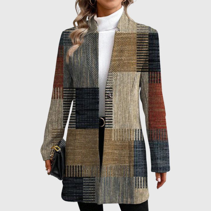 Heike | Damen Karierter Herbst Mantel