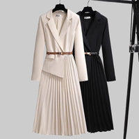 Patrizia | Damen Elegantes Plissiertes Midi Blazerkleid