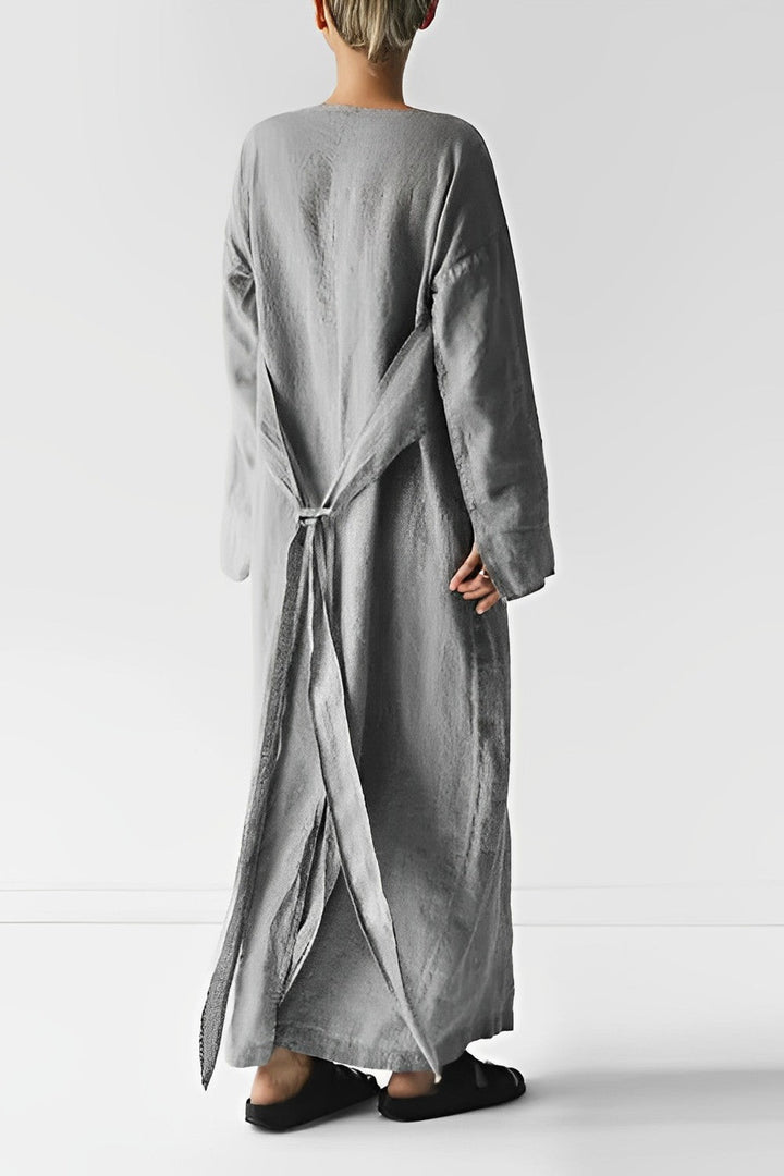 Patrizia | Damen Leichtes Leinen Maxi Wickelkleid