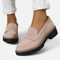 Stella | Damen Wildleder Plateau Loafer mit niedrigem Absatz