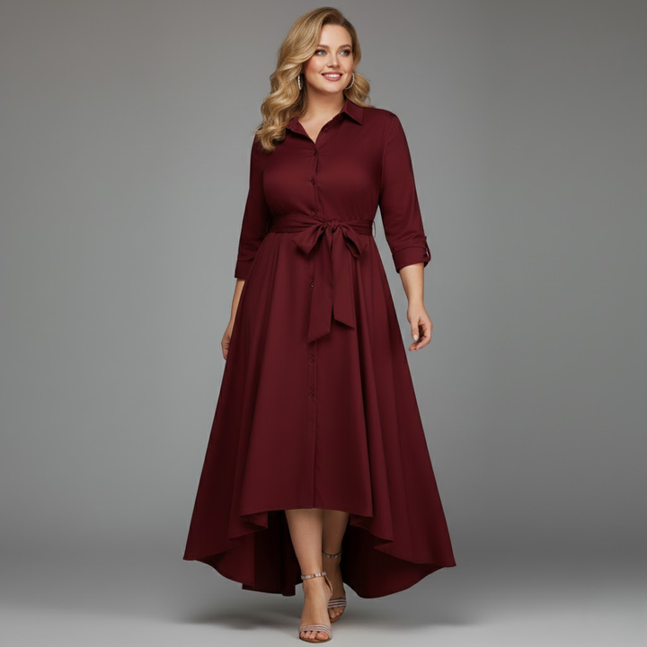 Maxi-Hemdkleid mit Knopfleiste und Schleife in der Taille