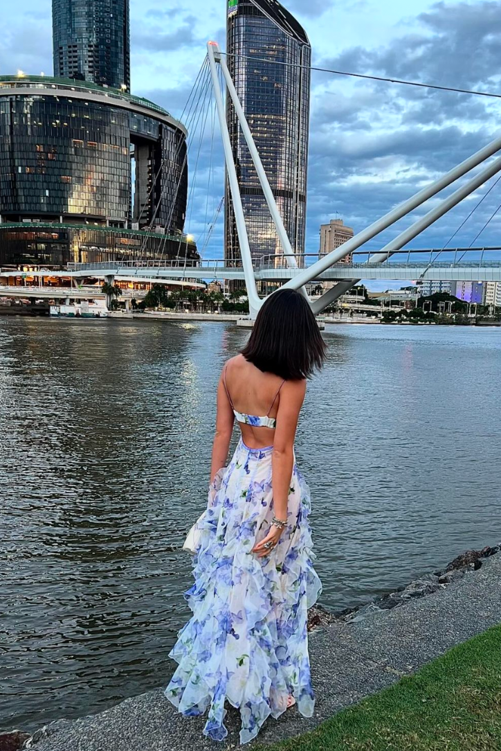 Felicia | Damen Sommer Rüschendetails Hochzeitsgastkleid