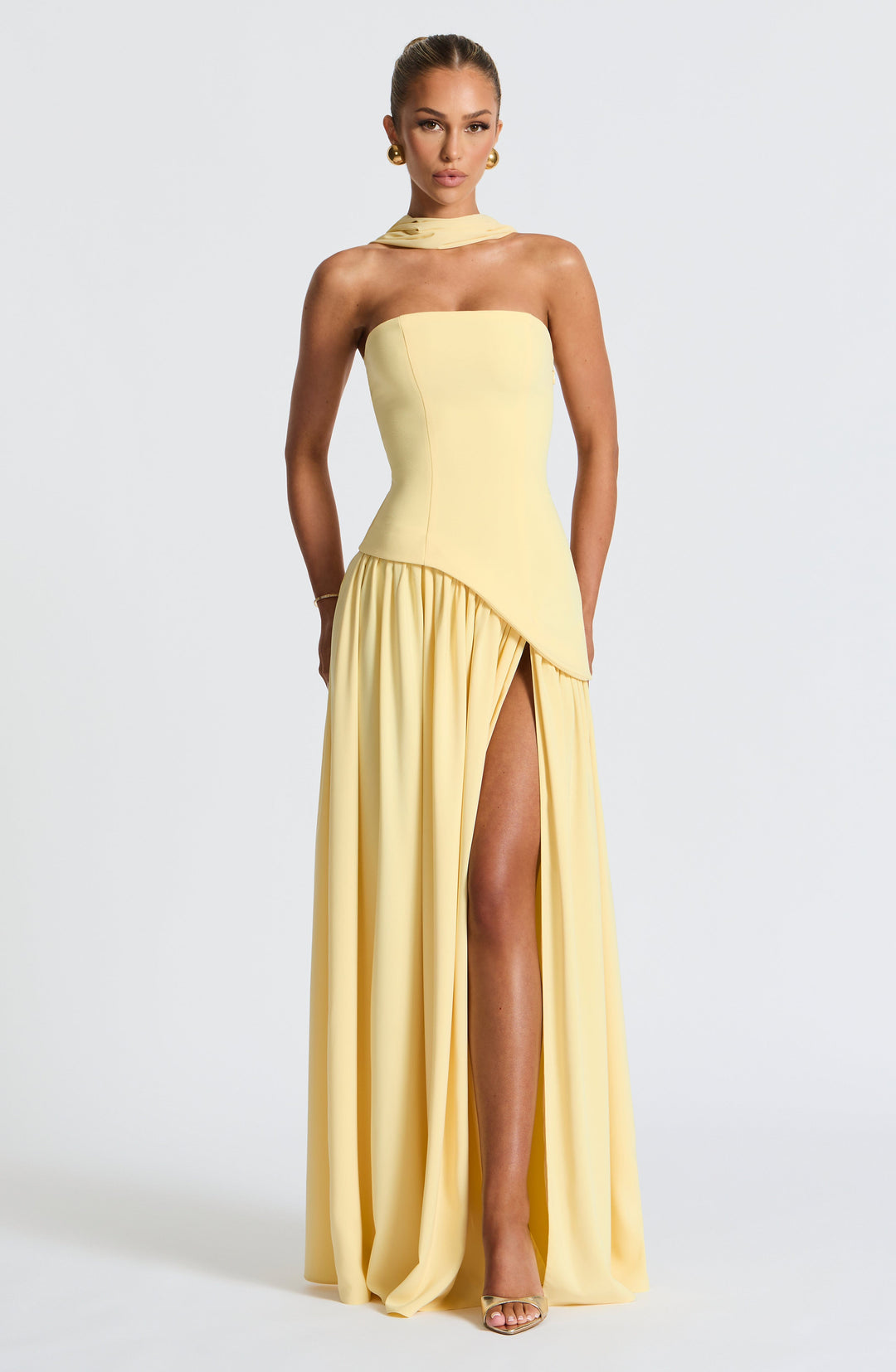 Lina | Damen Bandeau Seitenschlitzen Hochzeitsgastkleid