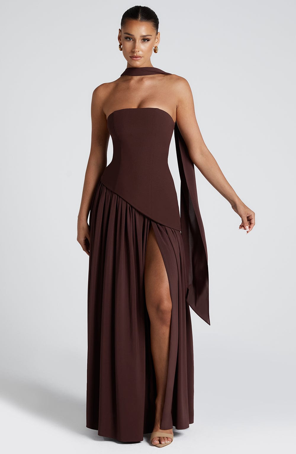 Lina | Damen Bandeau Seitenschlitzen Hochzeitsgastkleid