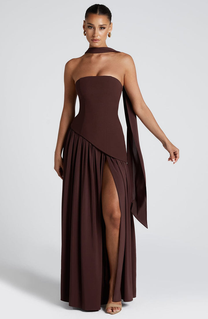 Lina | Damen Bandeau Seitenschlitzen Hochzeitsgastkleid