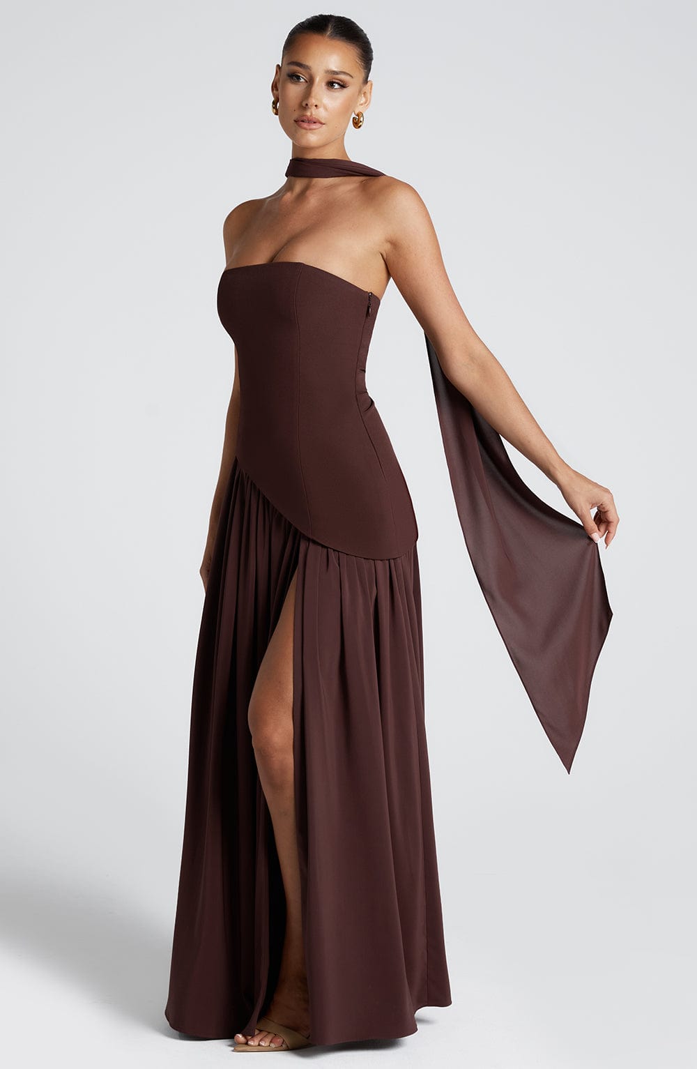 Lina | Damen Bandeau Seitenschlitzen Hochzeitsgastkleid