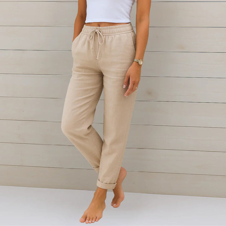 Sabrina | Damen Sommer Kordelzug Leinen Hosen