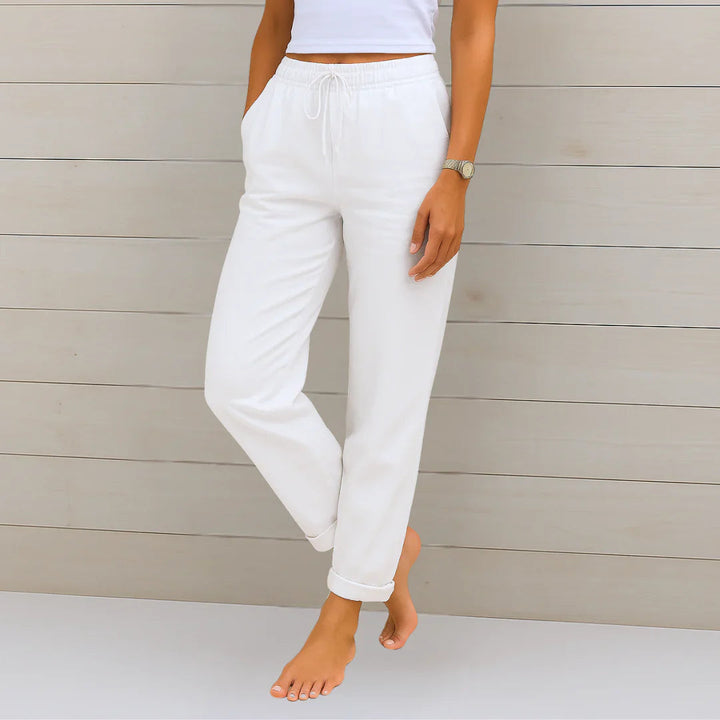 Sabrina | Damen Sommer Kordelzug Leinen Hosen