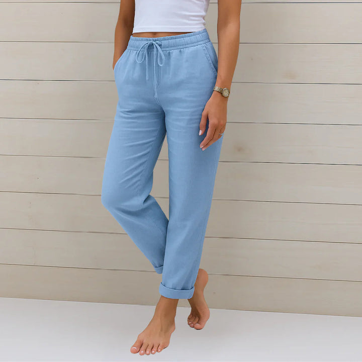 Sabrina | Damen Sommer Kordelzug Leinen Hosen