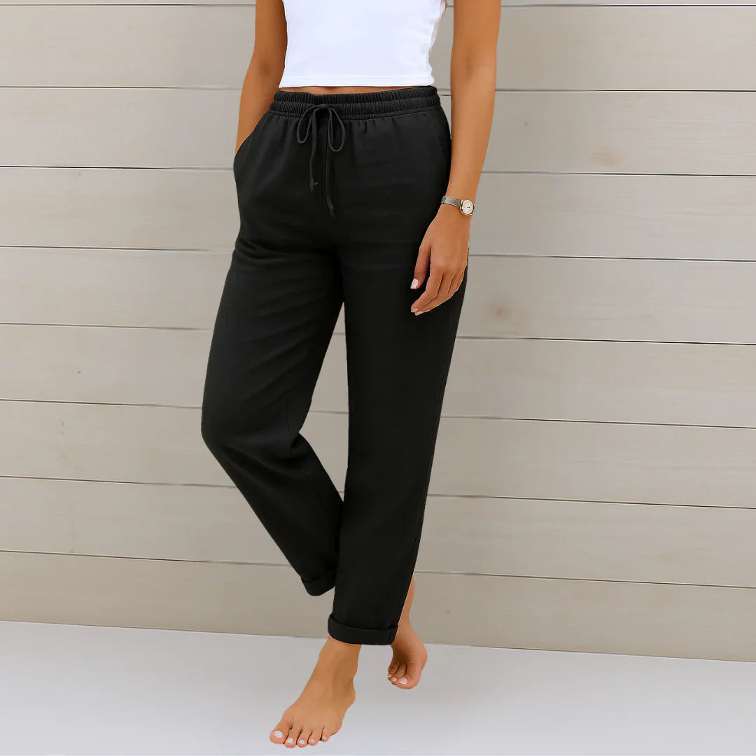 Sabrina | Damen Sommer Kordelzug Leinen Hosen