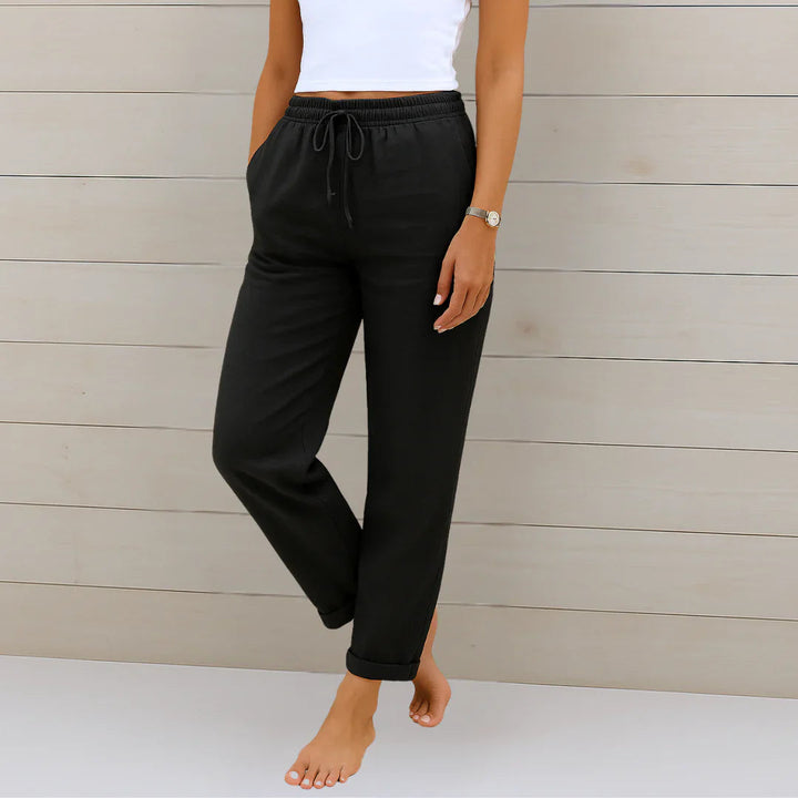 Sabrina | Damen Sommer Kordelzug Leinen Hosen