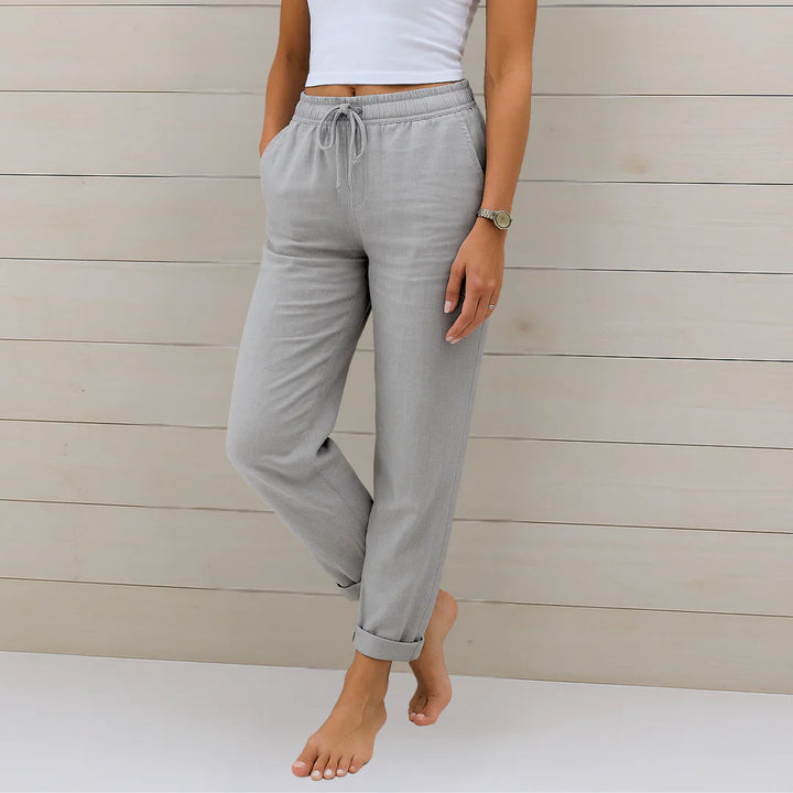 Sabrina | Damen Sommer Kordelzug Leinen Hosen