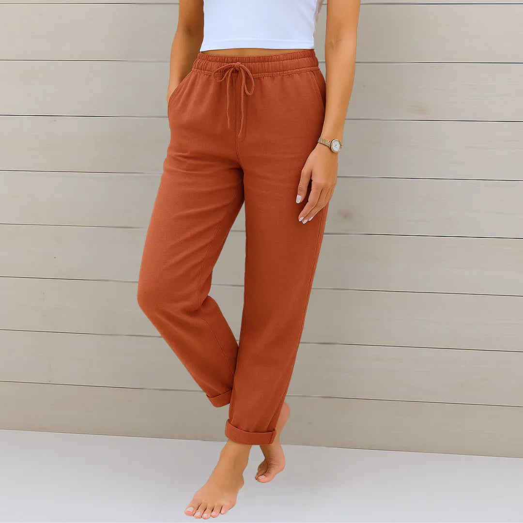 Sabrina | Damen Sommer Kordelzug Leinen Hosen