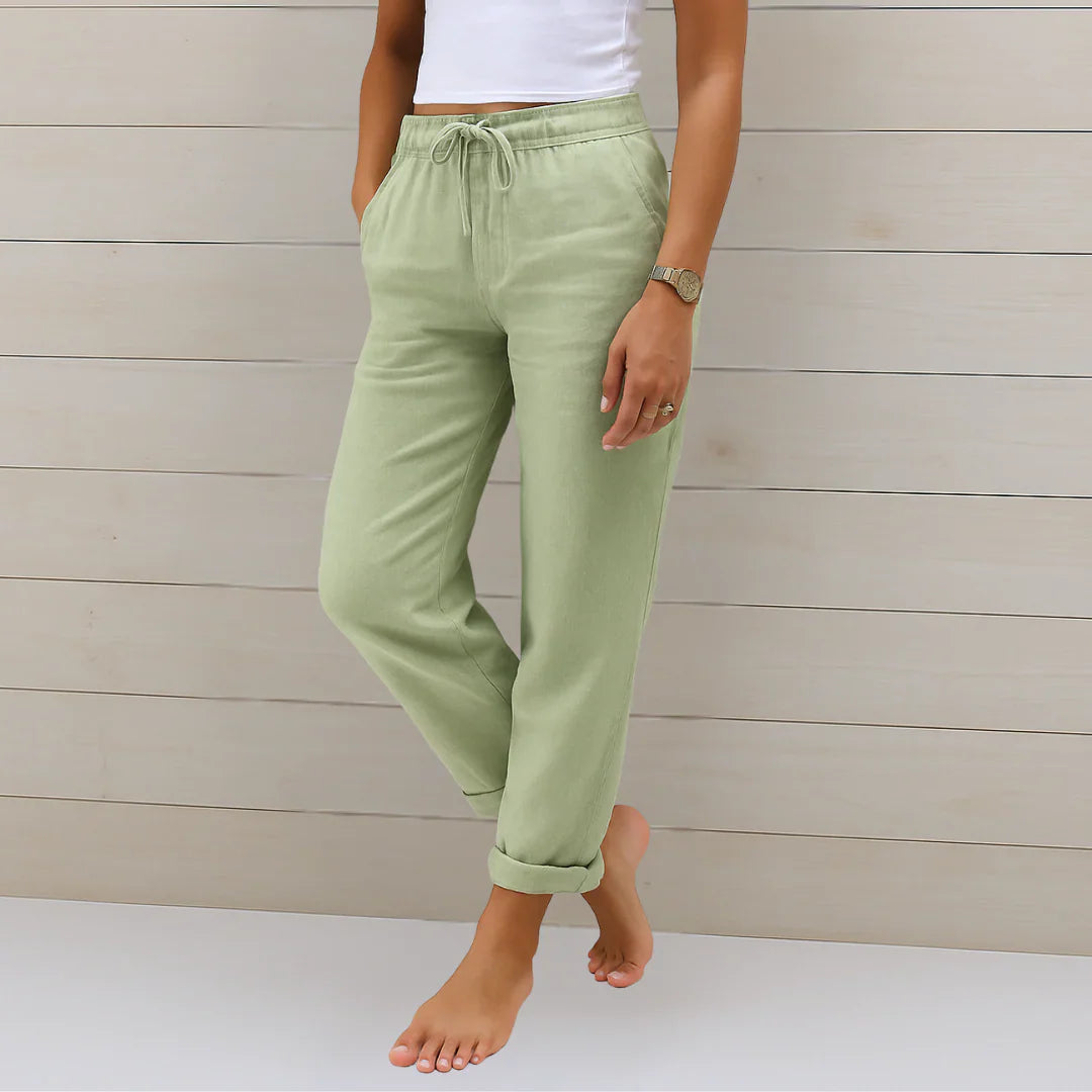 Sabrina | Damen Sommer Kordelzug Leinen Hosen