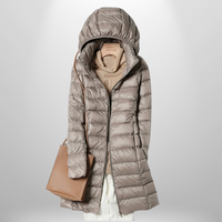 Zoey | Damen Lange Kapuzen Steppjacke