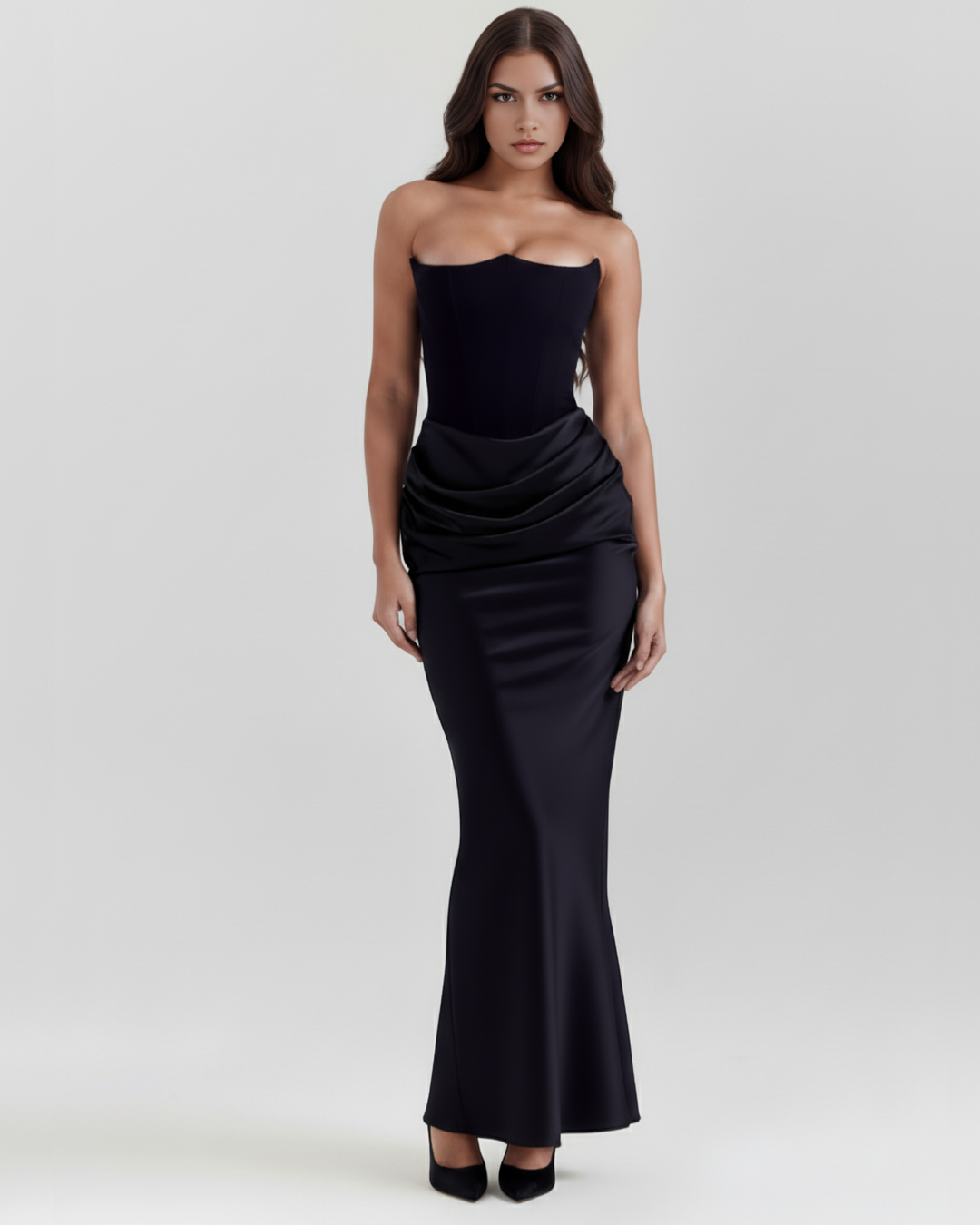 Michelle | Damen Glamouröses Satin Korsett Abendkleid