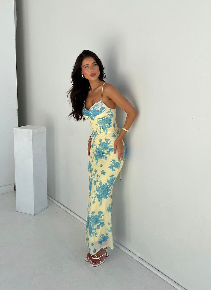 Erika | Damen Sommer Spaghettiträger Abendkleid
