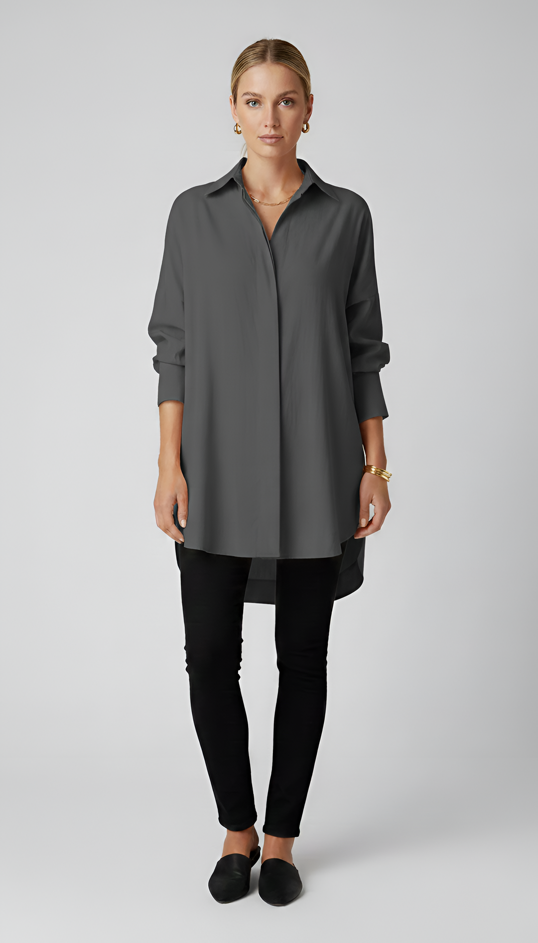 Quirinus | Damen Bluse Oversized mit klassischem Kragen
