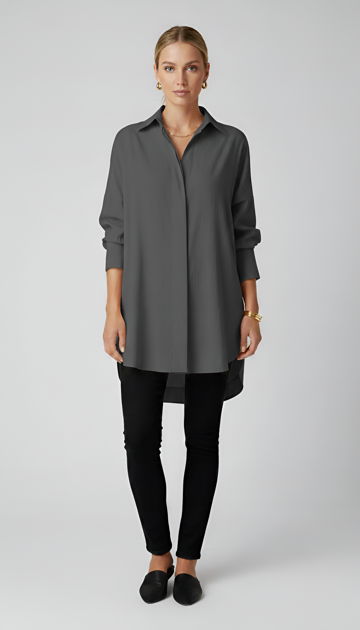 Quirinus | Damen Bluse Oversized mit klassischem Kragen