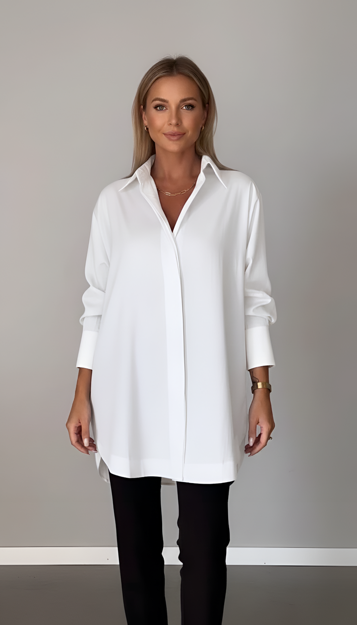 Quirinus | Damen Bluse Oversized mit klassischem Kragen
