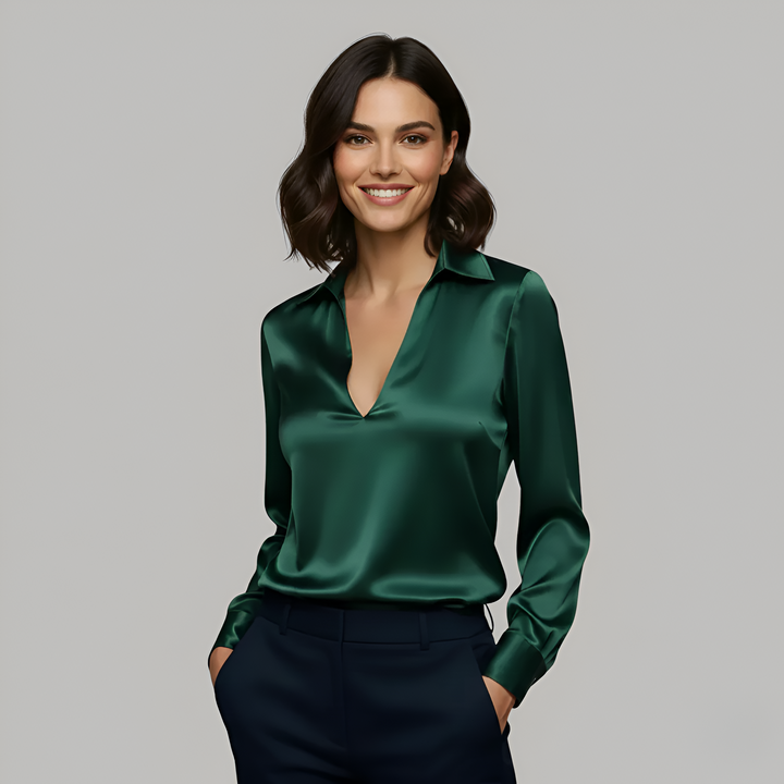 Pauline | Damen Bluse mit V-Ausschnitt im eleganten Stil