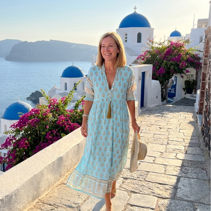 Clara | Damen Knopfleiste Midi Sommerkleid